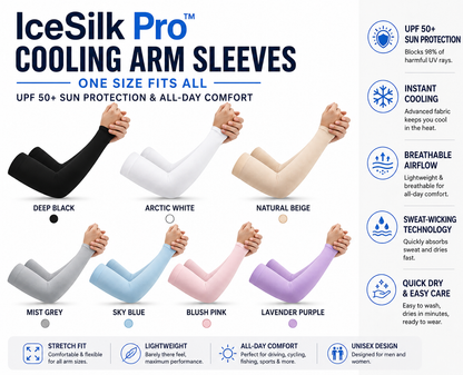 IceSilk Pro™ Cooling Sleeves – Sun Protection for Sports, Driving & Outdoor Activities